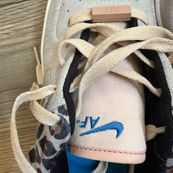 Nike AF-1 Sneakers - Cream and Blue Accents. Custom animal print - Picture 6 of 8